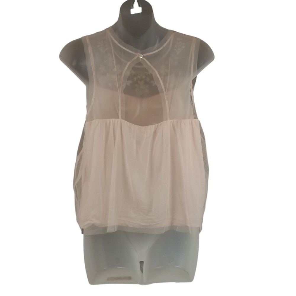 Hollister Babydoll Layered Tank Top Womens M Pink Embroidered Sleeveless Top - Picture 4 of 16